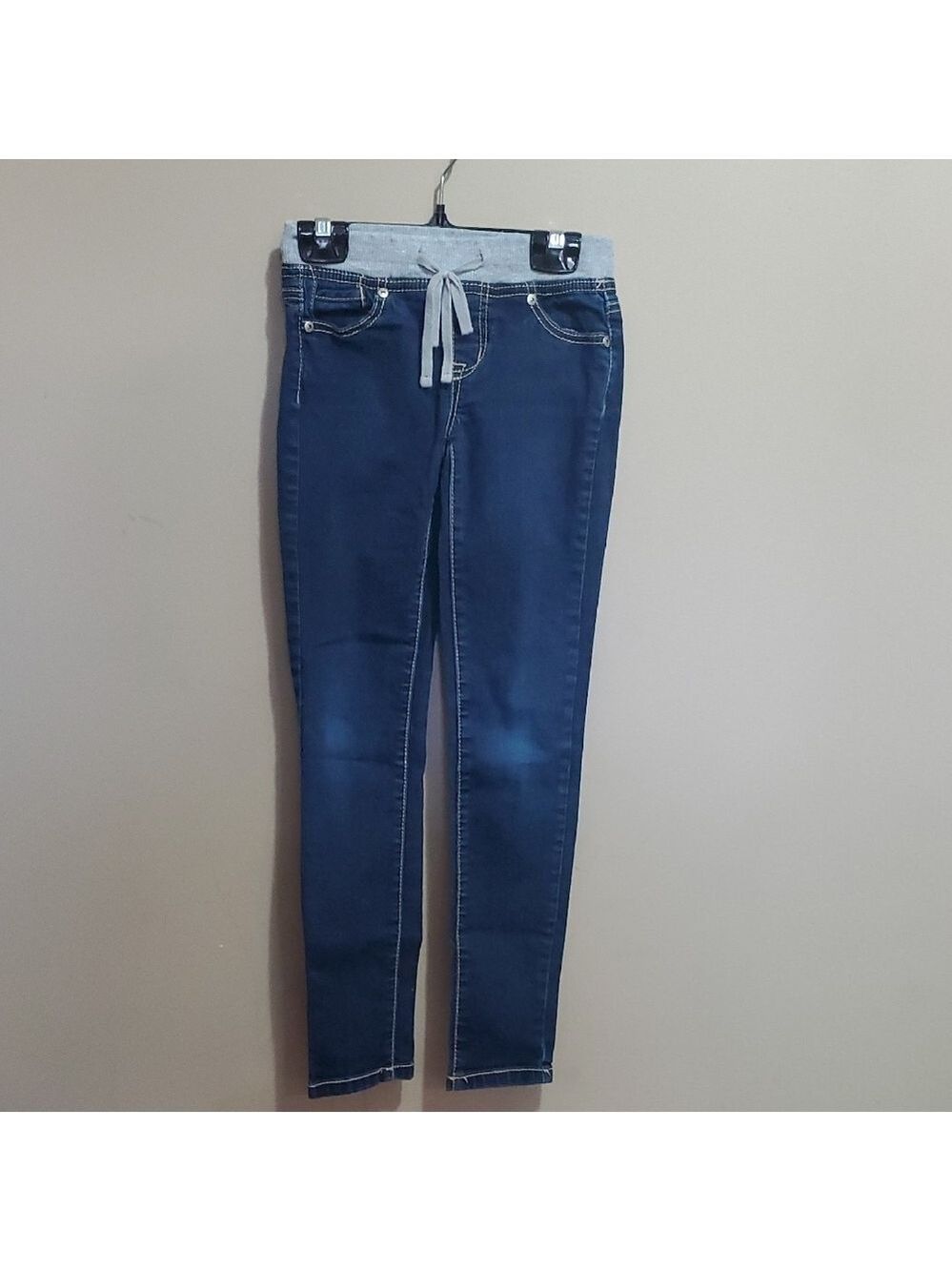 Women's Blue Jeans with Gray Waistband